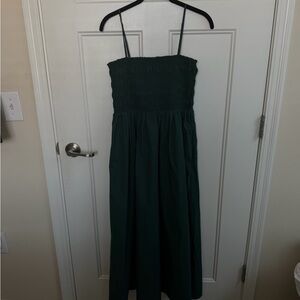 Loft Dark Green Smocked Dress